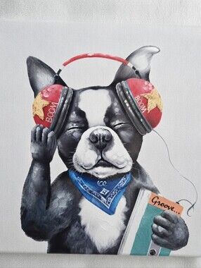 Street Style Boston Terrier Pup 12x12 Canvas Print